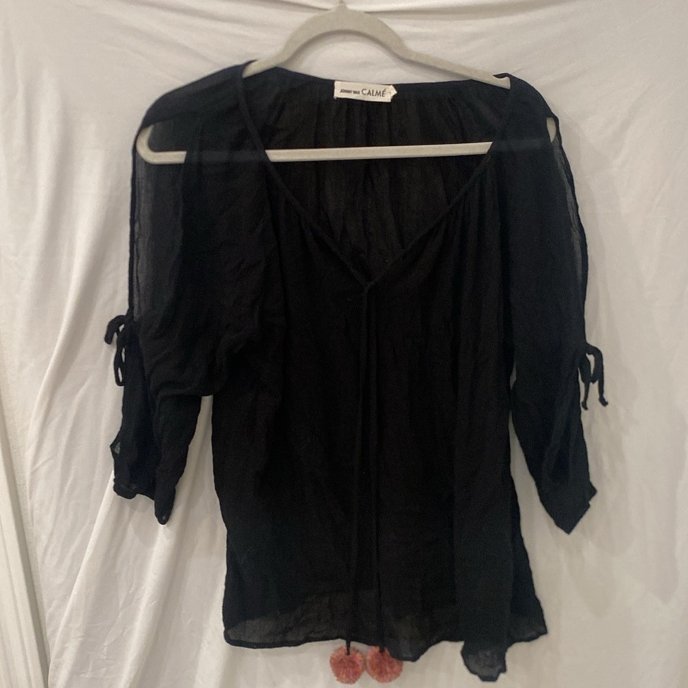 Johnny Was Calme Cold Shoulder Blouse Xs swim cover up - Picture 2 of 6